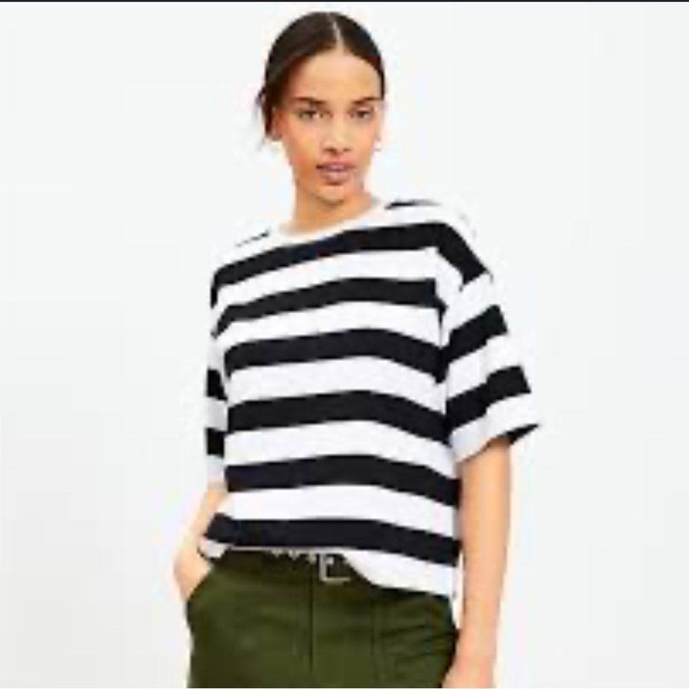 Loft Cropped striped shirt in size S